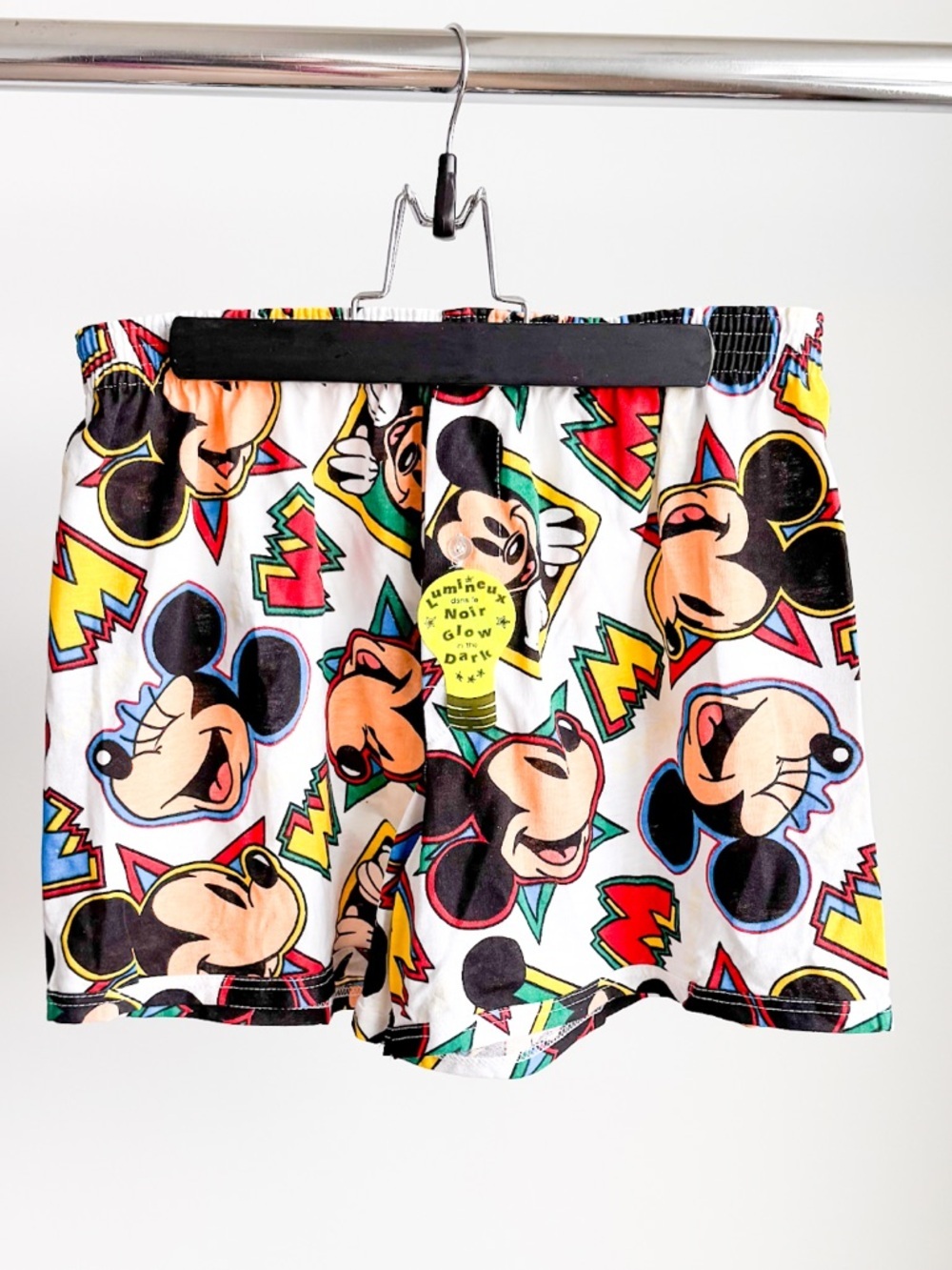 Vtg 90s Disney Prodige Glow In The Dark AOP Boxer Shorts Mickey M Unisex